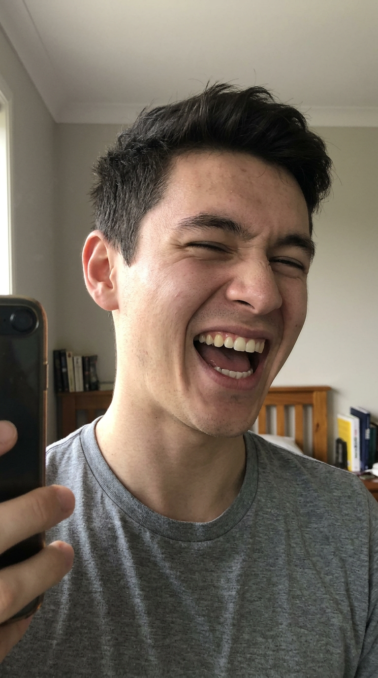 A player copying a reaction face